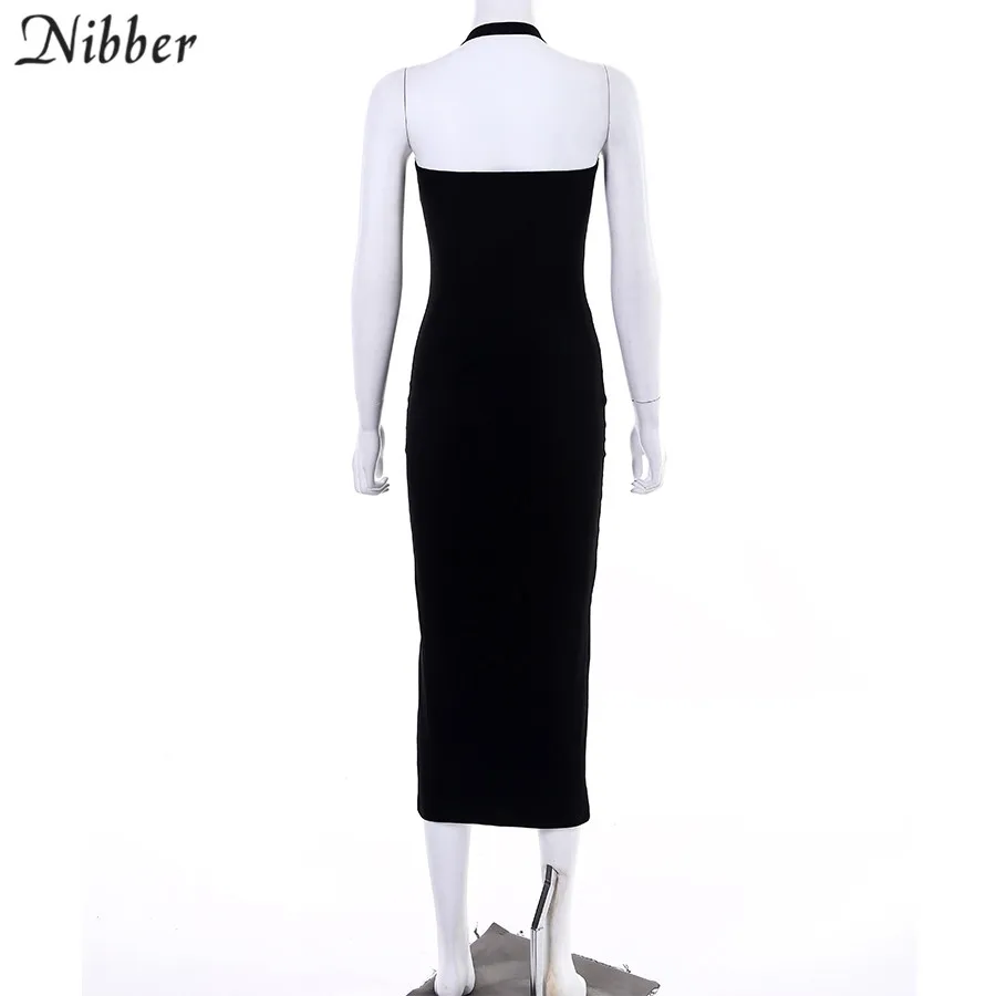 Nibber осенние модные уличные повседневные миди-платья женские черные тонкие базовые облегающие платья Открытый Отдых, досуг платье mujer