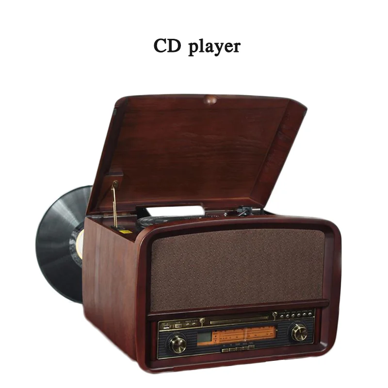

Retro phonograph 33/45/78 speed switch vinyl record player wireless 4.0 bluetooth CD electro-mechanical record player