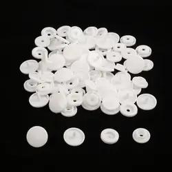20 Sets of T5 12mm Round Plastic Snap Button Fasteners for Garments, Baby Clothes, and Quilts (White)