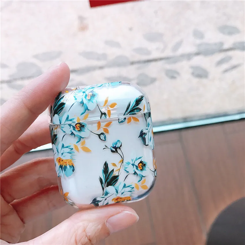 Чехол для AirPods с цветком Прозрачный жесткий пластиковый Bluetooth чехол наушников s