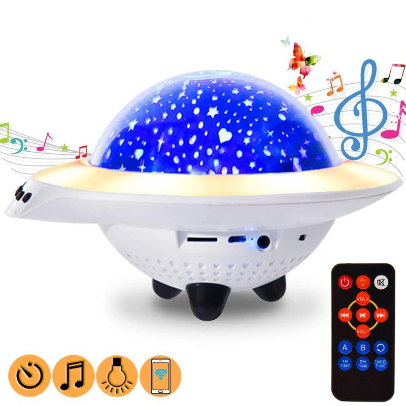 Lâmpada do Projetor Luz da Noite Led com Música Recarregável Lâmpada Novidade Estrela Jogo Crianças Quarto Romântico Usb Ufo 4 Luzes noturnas