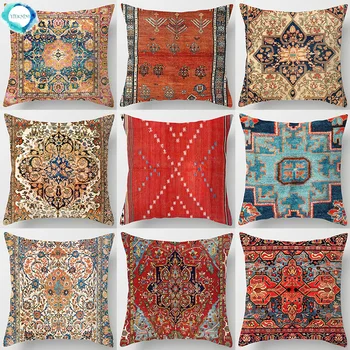 

Ethnic Persian Carpet Print Cushion Cover Retro Decorative Polyester Pillowcase Vintage Art Turkish Throw Pillowcase 45X45CM