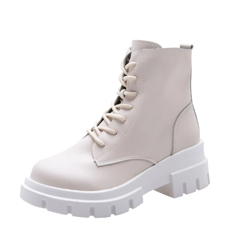 Ботинки Martens на платформе; женская обувь; Новинка года; черные кожаные ботильоны; Женская обувь в стиле панк; мотоботы на толстой подошве; Dr Mujer