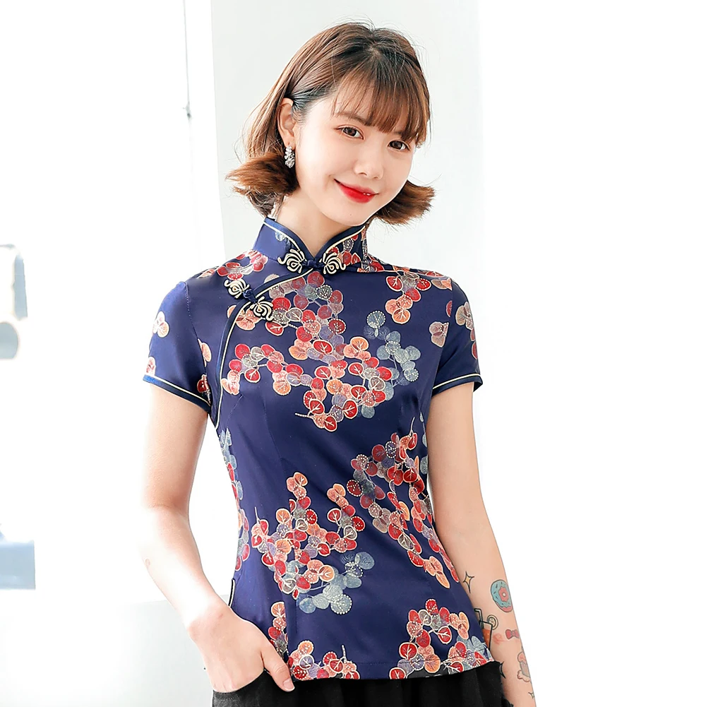 Large Size 3xl5xl Women Blouse Short Sleeve Chinese Traditional Cotton
