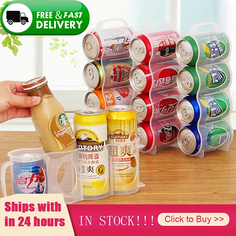 Juice Drink Racks Can Space saving Organizer Fridge Kitchen Storage