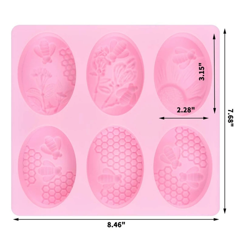 Мёд пчелы силиконовый мыльная форма для поделок 3D ручной работы силиконовые формы для мыла овальное мыло формы для мыла для изготовления - Цвет: Pink