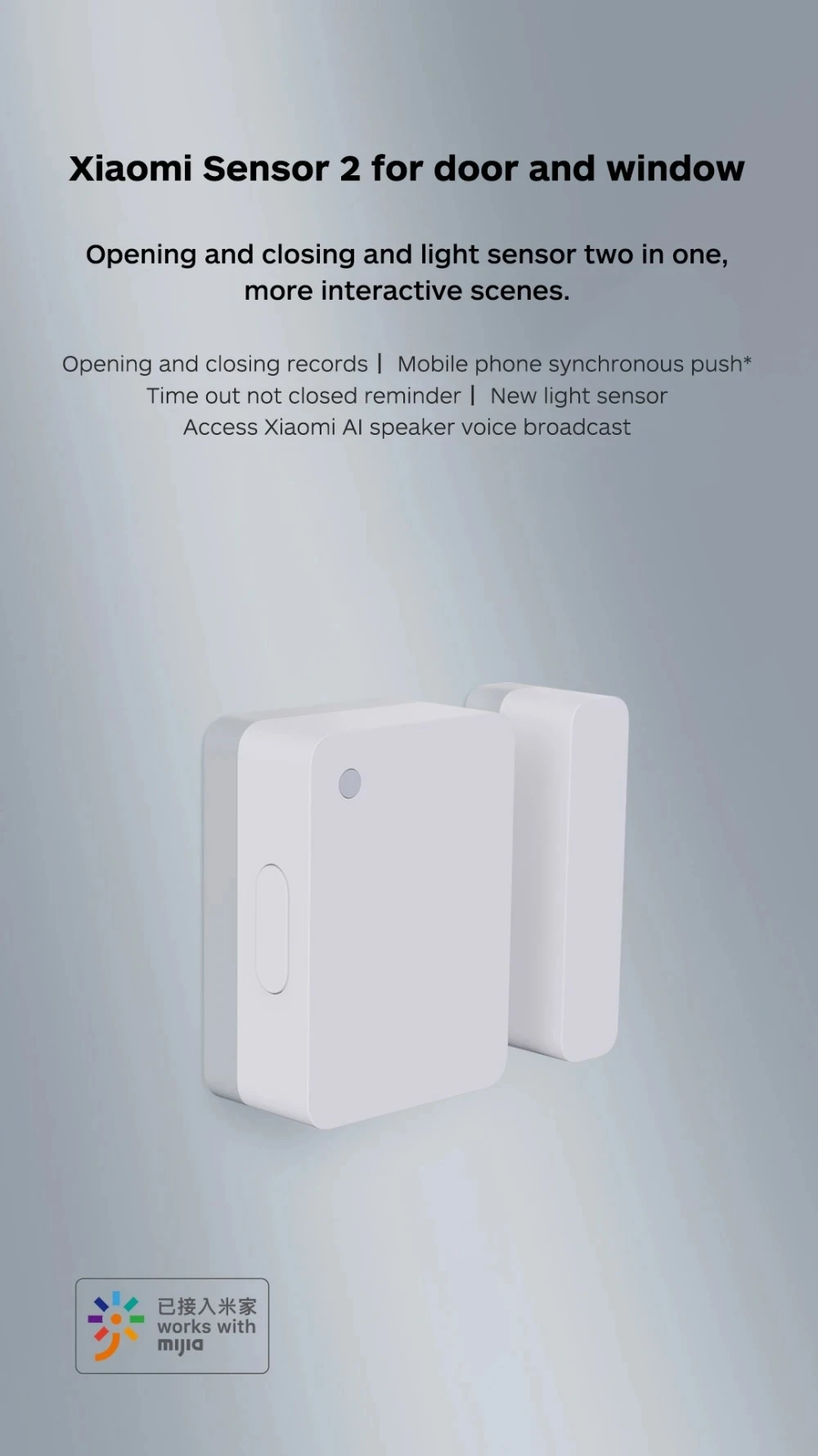 New Xiaomi Mijia Smart Door & Window Sensor 2 bluetooth 5.1 Light Detection OpeningClosing Records Overtime Unclosed Reminder (1)