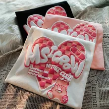 

Letter Foam Short-sleeved Round Neck Fashion 2021 Summer New Women's Top graphic t shirts