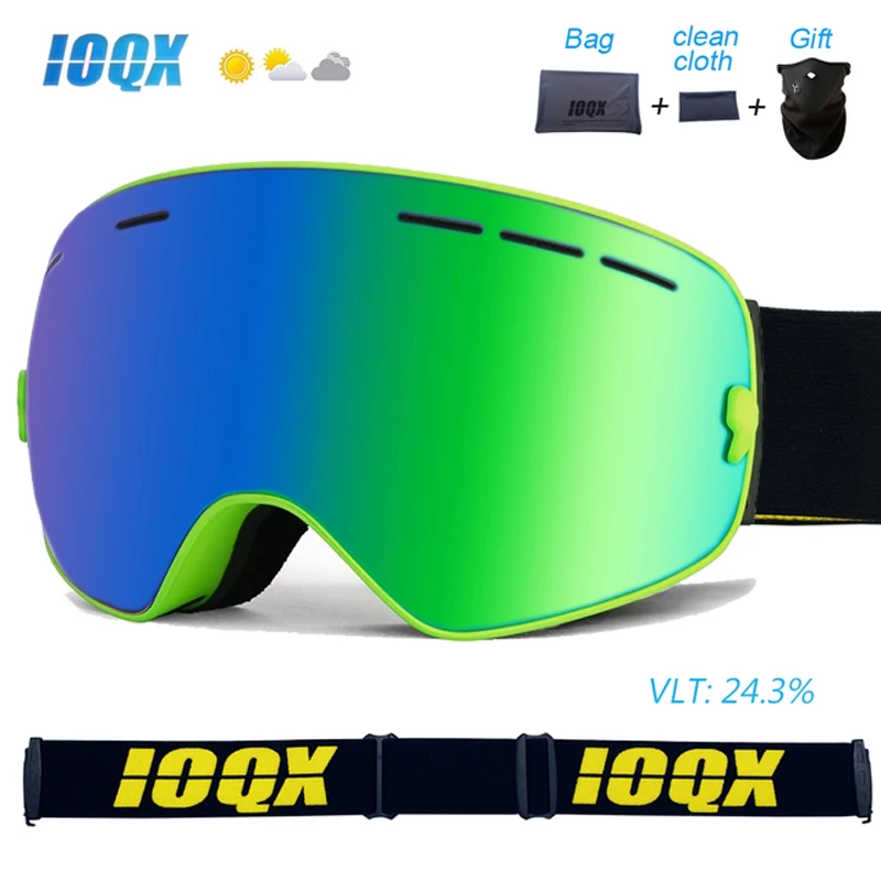 Лыжная маска IOQX двухслойная антизапотевающая с УФ-защитой 400 для катания на лыжах