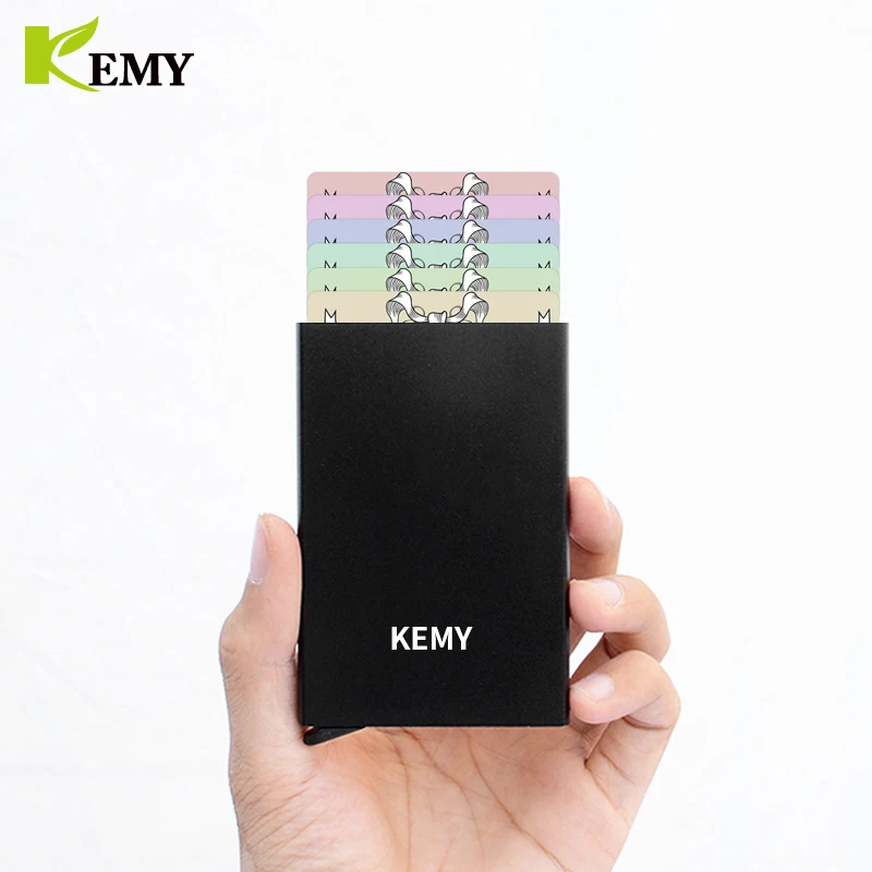 KEMY Rfid Wallet Men Money Bag Mini Purse Male Aluminium Card Wallet Small Clutch Leather Thin Purse Carteras