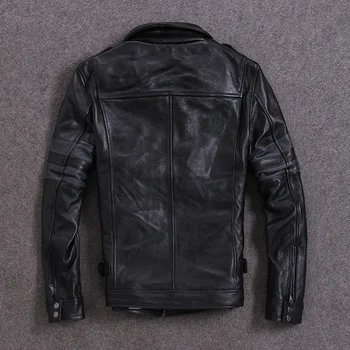 

Genuine Cow Leather Jacket Men Cowhide Leather Coat Short Spring Autumn Bomber Jacket Chaqueta 19-820 KJ1311