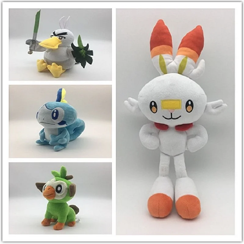 4 шт. Меч Щит плюшевая кукла для мальчиков и девочек kawaii Sobble Scorbunny Grookey Sirfetchd мягкая