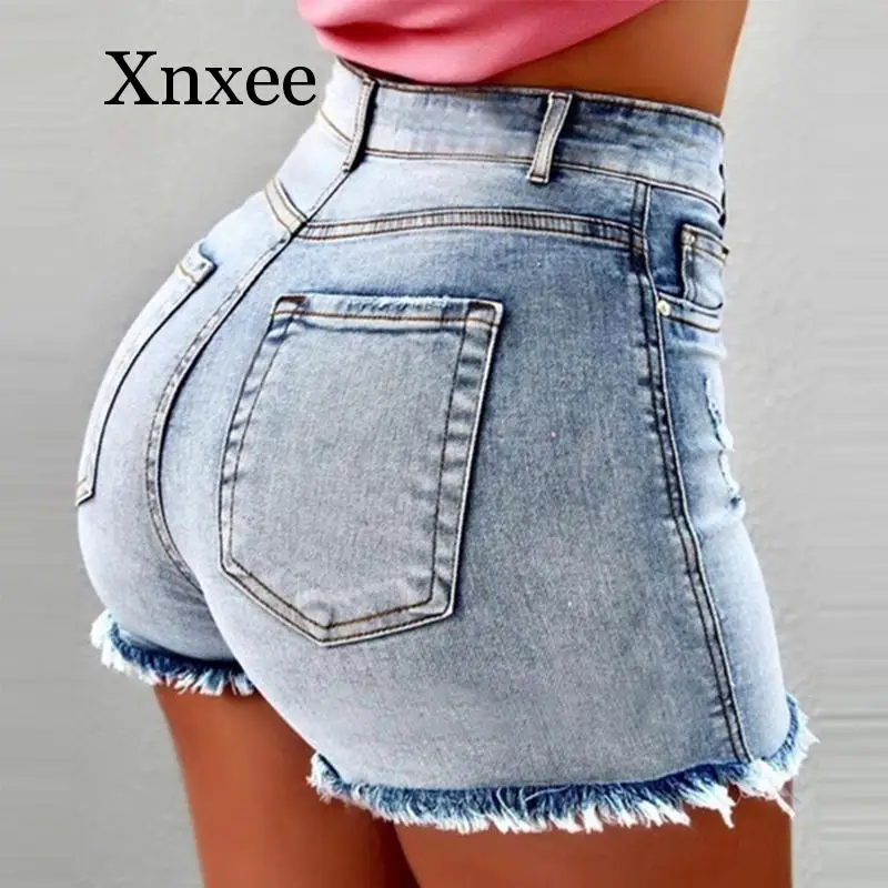

short vintage light blue Women Summer High Waisted Denim Shorts Jeans Women Shorts New Femme Push Up Skinny Slim Denim Shorts