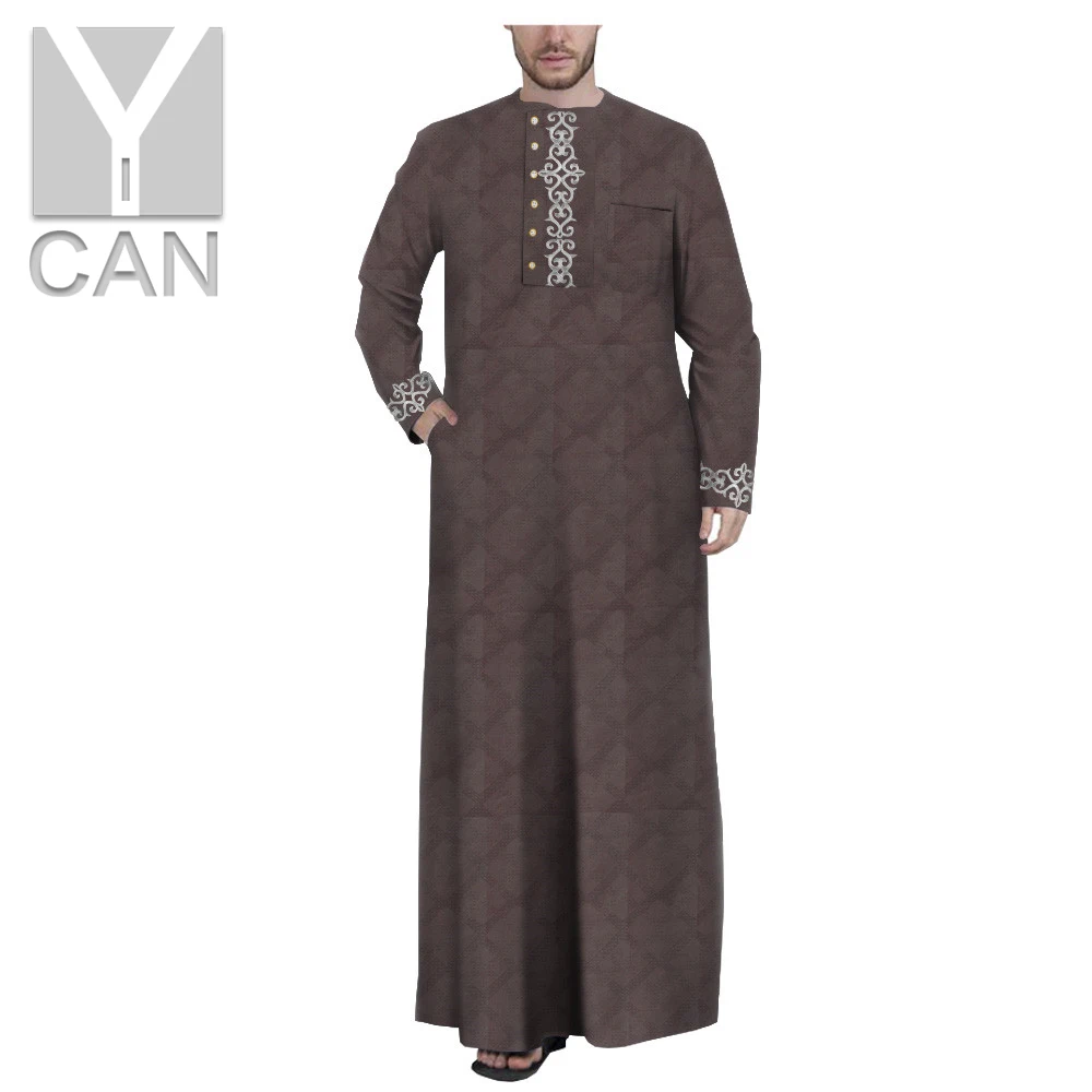 

Y-CAN Muslim Fashion Men's Jubba Thobe Tailor Made Texture Men's Single Breasted Loose Casual Style Jubba Thobe Y201005