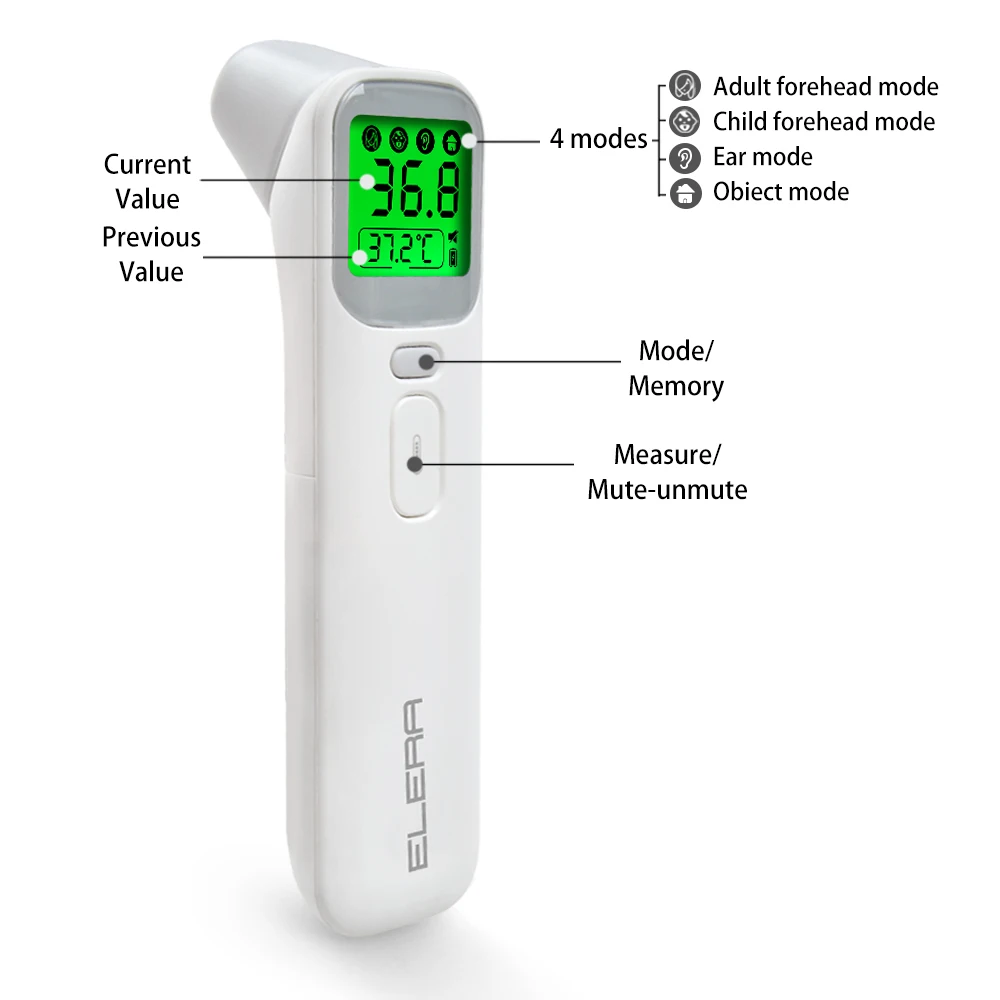 ELERA Baby Infrared Thermometer Digital LCD Body Measurement Forehead Ear Non-Contact Children Adult Body Fever IR  Termometro