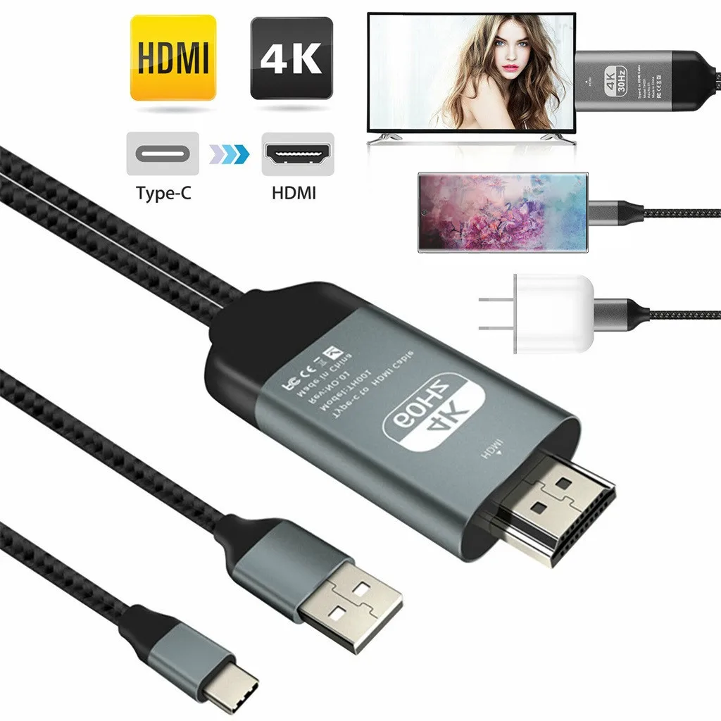 

NEW 4K 60Hz Type-C HDMI 2.0 USB-C To HDMI/Charging Cable Adapter Compatible for Samsung Galaxy Note 10/Note10+5G
