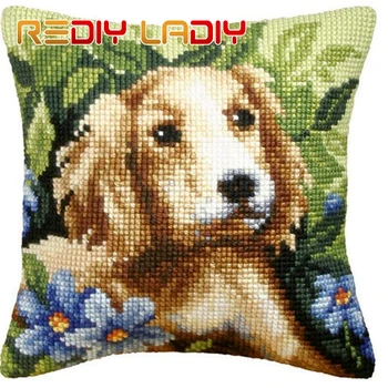 

Cross Stitch Cushion Garden Pets Make Your Own Pillow DIY Chunky Cross Stitch Kits Pre-Printed Canvas Acrylic Yarn Pillow Case