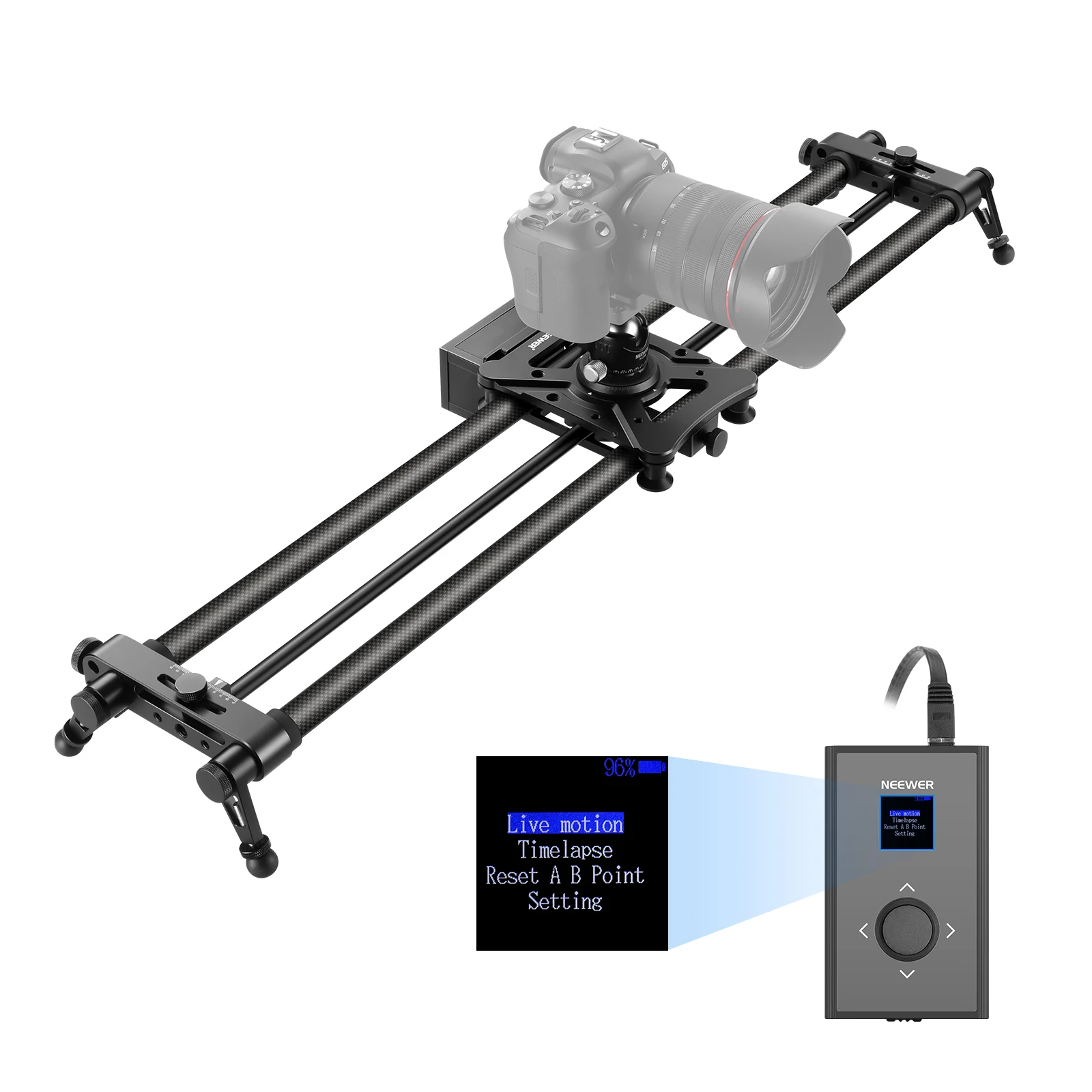 Neewer Motorized Camera Slider, 100cm Carbon Fiber Dolly Rail Camera Slider, Remote Controller