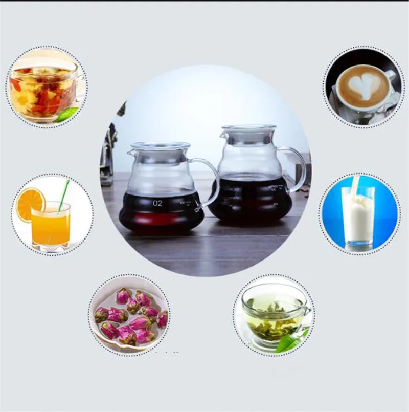 V60 Coffee Pot ,350ml 600ml 800ml Glass Coffee Dripper, Insulated Handle To Keep Your Pour Over Coffee and Fresh Drip Kettle