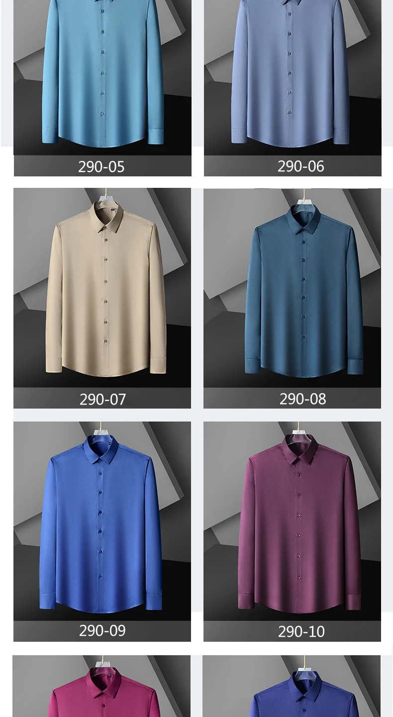 New Stretch Anti-Wrinkle Cotton Men's Shirts Long Sleeve Dress Shirts For Men Slim Fit Camisa Social Business Blouse White Shirt