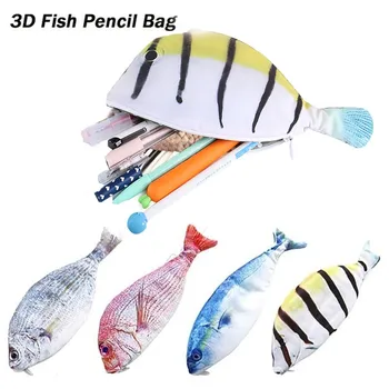 

Fish Shape Coin Purse Mini Pen Make-up Pouch Money Keys Hand Holding Bag Animal Canvas Pendant Small Zip Pockets Purses Cute