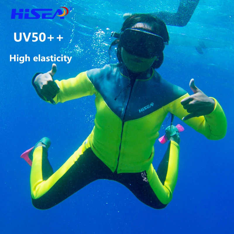 

Women Wetsuit 2.5mm Neoprene UV Elastic Diving Clothes 2 Pieces Suit Swimsuit Quality Surf Jacket Pants Set Snorkeling Clothing