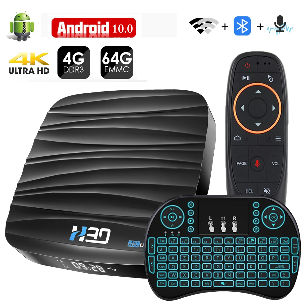Android TV Box 10 4GB 32GB 64GB 4K H.265 Media Player 3D Video 2.4G 5GHz Wifi Bluetooth Smart Receiver | Электроника