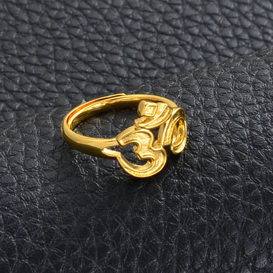 Anniyo Yoga Symbols Ring Women Girls Gold Color Resizabl om Rings African Jewelry Wedding Accessories #072504 5
