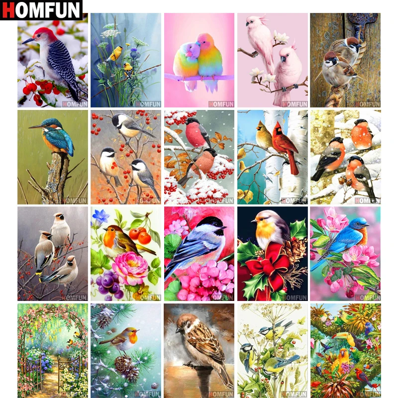 HOMFUN Diamond Painting Full Square/Round Drill 5D DIY "Animal bird flower" Daimond Embroidery Rhinestone Cross Stitch Decor