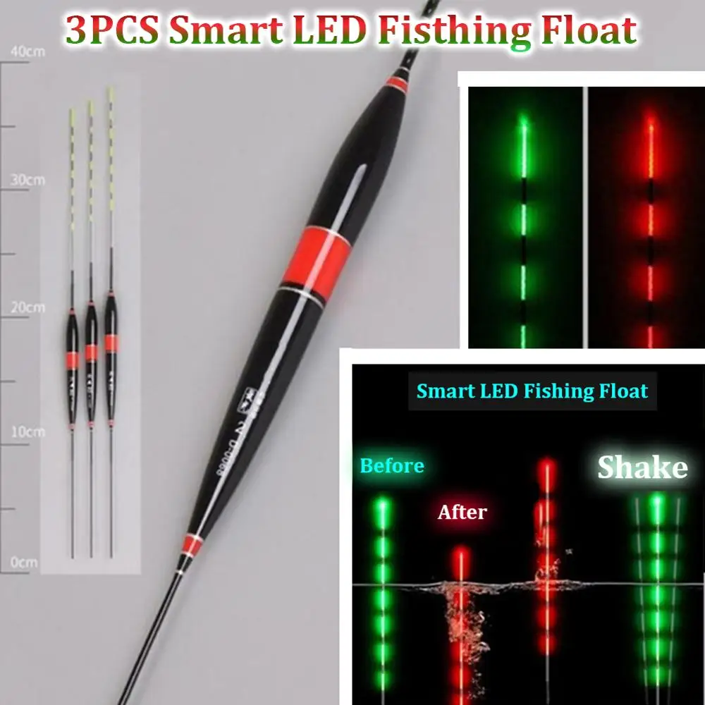 

3Pcs/set Fishing Floats Smart Led Fishing Float + USB Charger Rechargeable Battery Automatically Remind Tackle Accessories