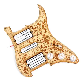 

1 SET Maple Bauhinia Pattern 11 Holes HSH Pickguard Set Pickup Knobs Switch Musical Instrument Accessory