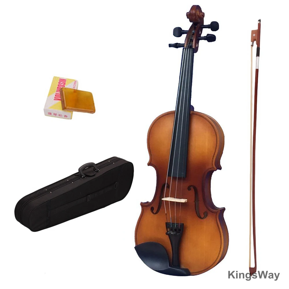 Solid Maple Spruce Wood Fiddle Violin 4/4 Full Size w Case Bow Rosin String 