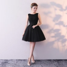 Халат коктейльное бальное платье Короткое платье на выпускной кружево с аппликацией и бисером корсет сзади маленькие черные вечерние платья