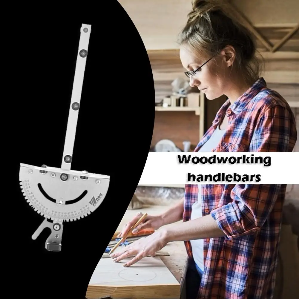 

Angle Miter Gauge Push Bar Sawing Assembly Aluminum Alloy/Brass Handle Practical Ruler Woodworking Tool for Table Saw Router