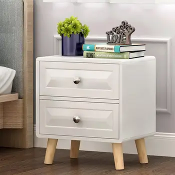 

High Quality Nightstands Northern Europe Style E Creative Bedroom Side Cabinet Storage Rack with Drawers White