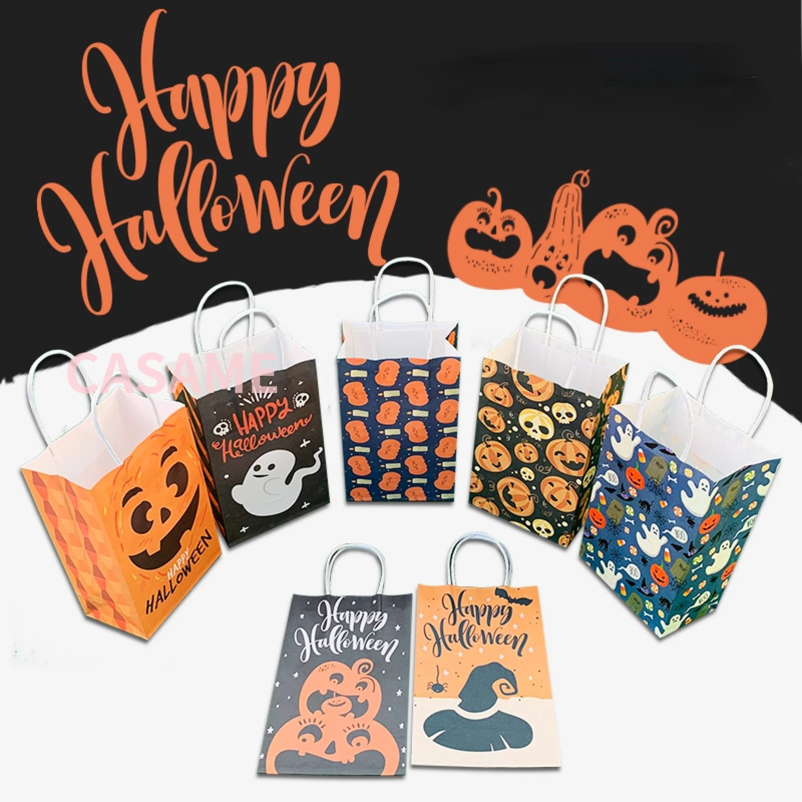 Mini bolsa de papel con cabeza de calabaza para regalo Halloween, de papel para regalo de Halloween, festival de fantasmas, 10 piezas|Envoltorios y bolsas de regalo| AliExpress