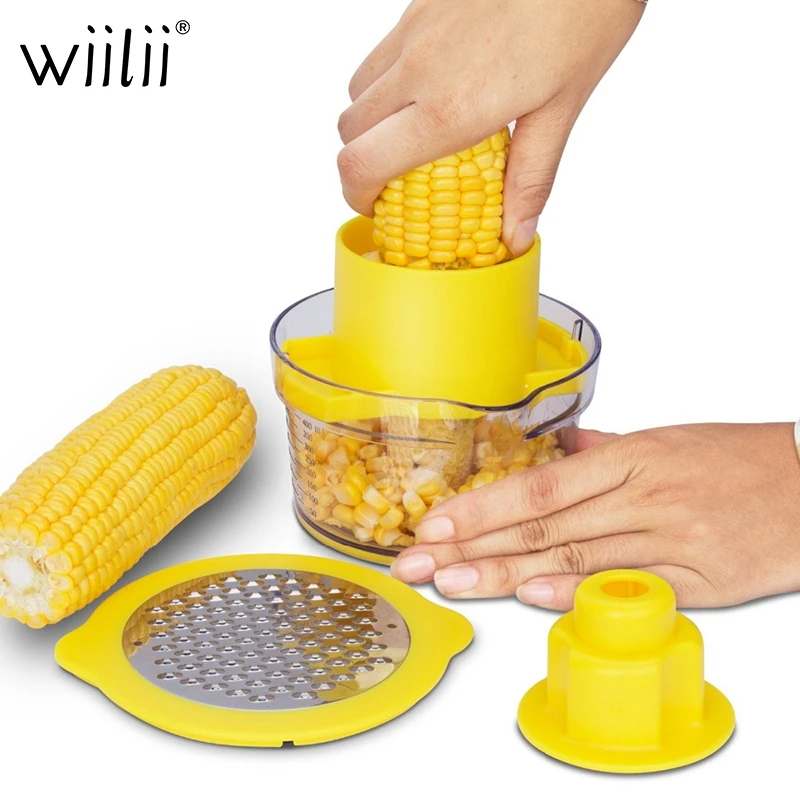 

Manual Corn Thresher Peeler Stripper For Vegetable Ginger Garlic Cob Remover Kitchen Gadget with Measuring Cup Threshing Shucker