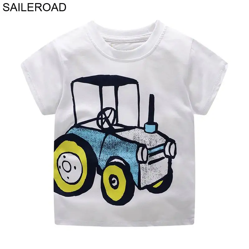 SAILEROAD/модные хлопковые футболки с космическим кораблем для мальчиков и девочек Детские футболки с мультяшным принтом топы для маленьких детей футболки, размеры от 2 до 7 лет - Цвет: 6127