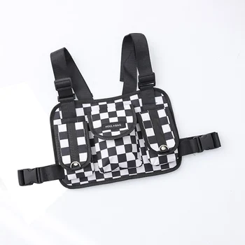 

Tactical Chest Rig Bag For Men Functional Streetwear Chest Bag Adjustable Checkerboard Vest Hip Hop Bags Unisex Chest Pack