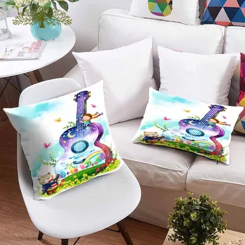 

WOSTAR cartoon pattern Cushion Cover Sofa Decorative Throw Pillow Covers 3d print Color guitar home decorative pillowcases