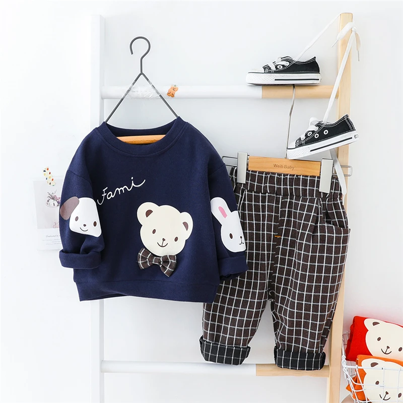 HYLKIDHUOSE Baby Girls Boys Clothing Sets Spring Kids Children Clothes Outfit Toddler Infant Vacation Cartoon T Shirt Pants | Детская