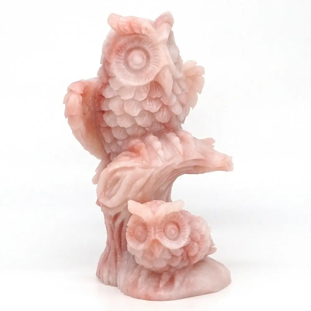 5," Совы натуральный драгоценный камень AAA розовый опал кристалл резные фигурки животных Декор