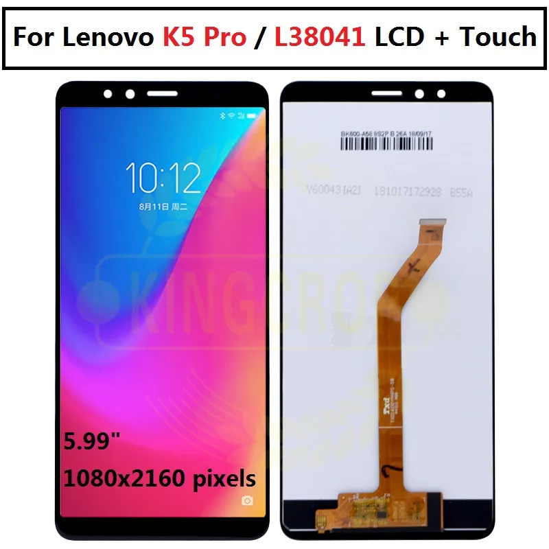

Original Best Working Sensor LCD Display Touch Screen Digitizer Assembly For Lenovo K5 Pro L38041 5.99" Mobile Phone Panel Parts