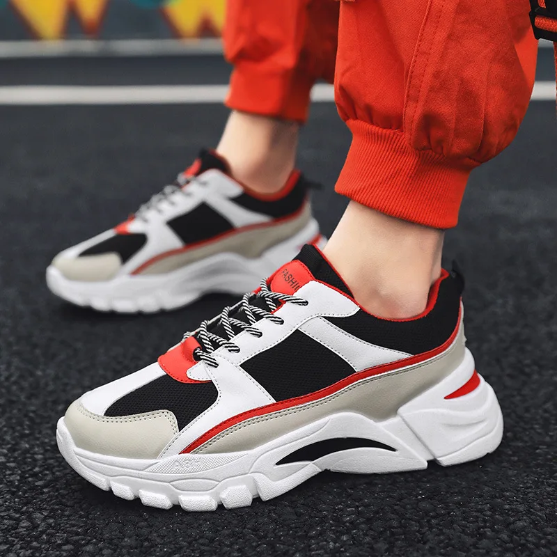 

Summer Men Mesh Shoes INS Thick Bottomed Dad Shoes Students Sporty Single Shoes Running Shoes