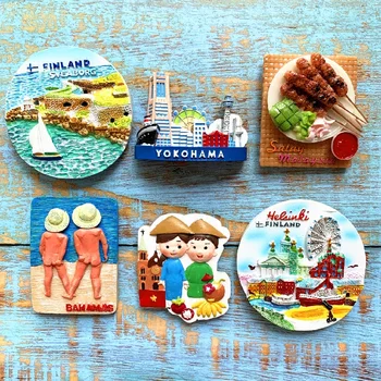 

Magnetic Stickers Netherlands Refrigerator Stickers Tourism Tahiti Ukraine 3D Fridge Magnet Tourism Scenery Refrigerator Magnets