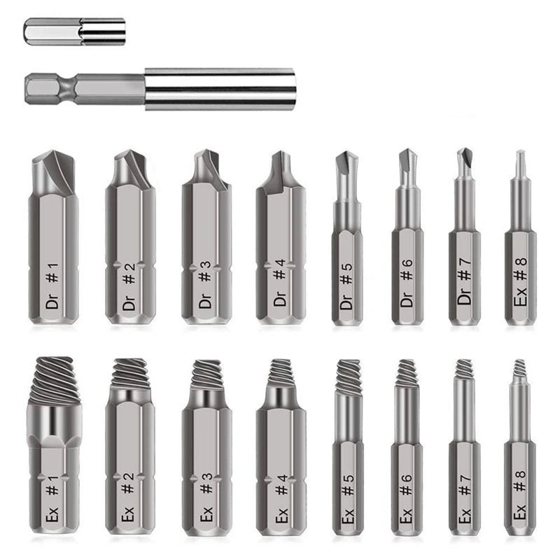 

Damaged Stripped Screw Extractor Set for Broken Screw, S2 Broken Bolt Extractor Screw Remover Set with Magnetic Extension Bit Ho
