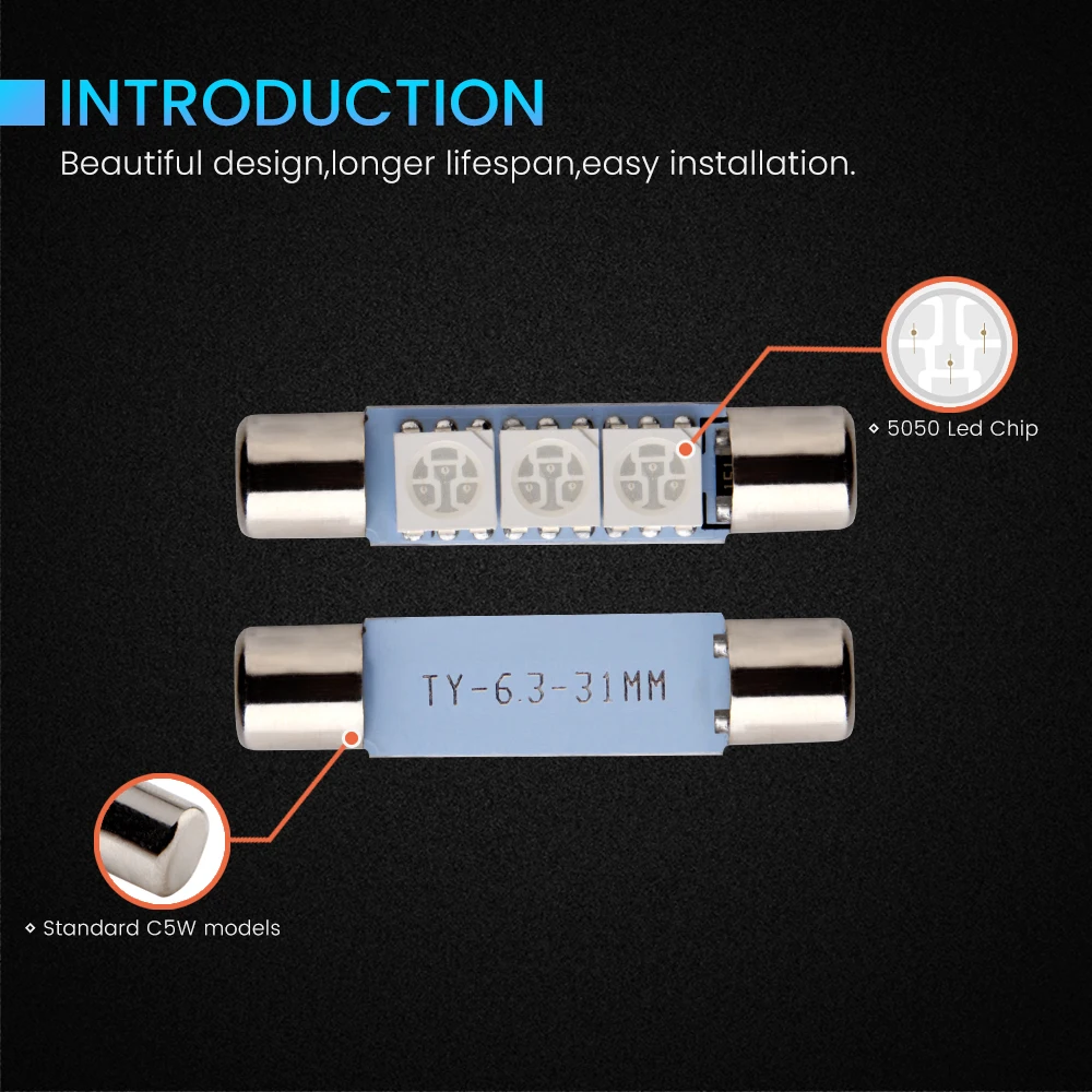 YM E-Bright 4 шт. C5W 5050 28 мм 31 мм 3 SMD Автомобильный светодиодный внутренняя Лицензия плиты светильник 3 светодиодный гирлянда светильник лампы дневные ходовые огни 12V белый красный автомобиль лампы