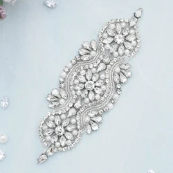 Handmade Mix Rhinestone Waistband Applique For Prom Dresses Bridal Wedding Patch Trim with Crystals Applique for Shoes Bag
