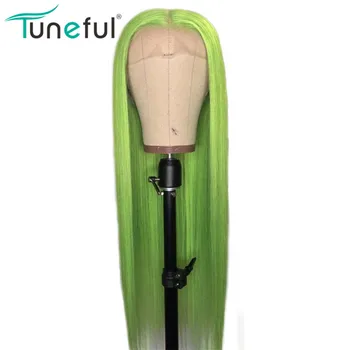 

Customized Lawn Green Color Lace Front Wig Colored Lace Front Human Hair Wigs 13x4 Tuneful Brazilian Remy Hair 150% Lace Wigs