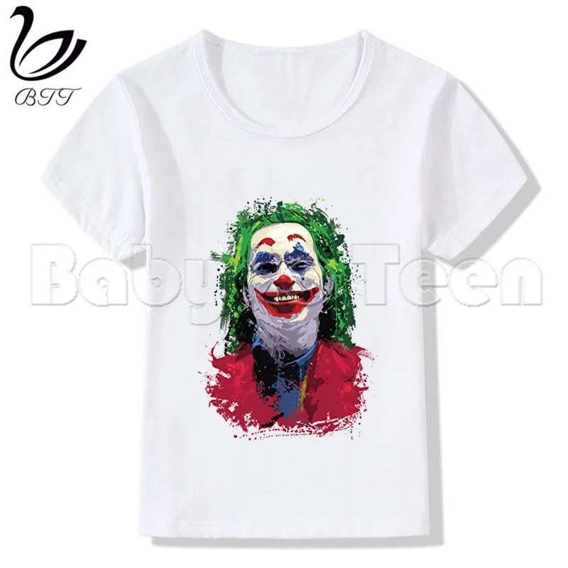 Joker Joaquin Phoenix/белая футболка для маленьких девочек повседневные футболки с короткими рукавами для мальчиков детские модные топы, летняя футболка для девочек